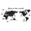 Наклейка "Карта мира" черно-белая виниловая самоклеящаяся