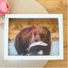3Д картинка "Медведь, поймавший рыбу" 14,5 х 19,5 см х М-0019