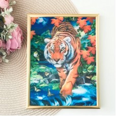 3Д картинка "Тигр у водопада" 14,5 х 19,5 см х Т-0017
