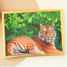 3Д картинка "Тигр в зеленом лесу" 14,5 х 19,5 см х Т-0019