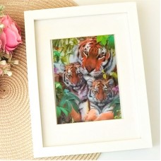 3Д картинка "Тигрица с двумя тигрятами" 9,5 х 14,5 см х Т-0012
