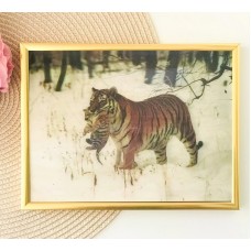 3Д картинка "Тигрица с тигренком зимой" 14,5 х 19,5 см х Т-0016