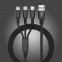 Кабель USB 3 в 1 для iOS + microUSB + type-С в тканой нейлоновой оплетке 1,2 метра